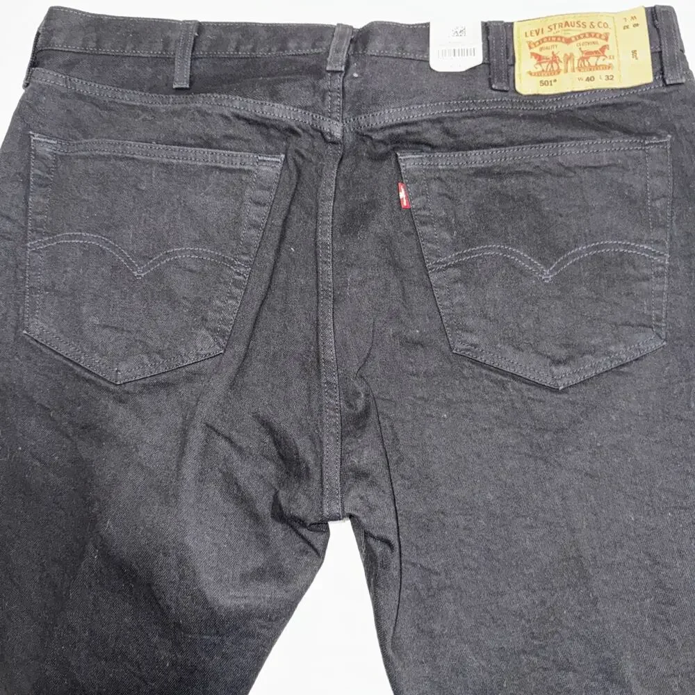 NEW Levi's 501 Original Shrink to Fit Jeans Black Button Fly Straight Mens 40x32